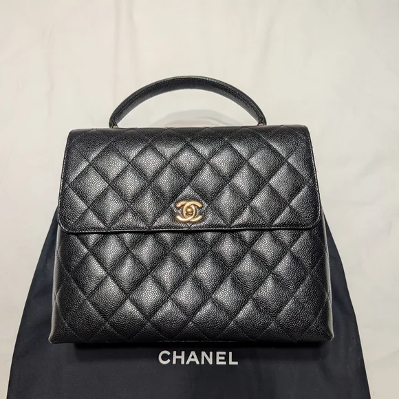 CHANEL Vintage Black Quilted Caviar Kelly Gold Hardware Chanel Vintage Black Quilted Caviar Kelly Gold Hardware  main image 3